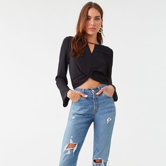Tops - SOLD NEW Twist front crop top-black